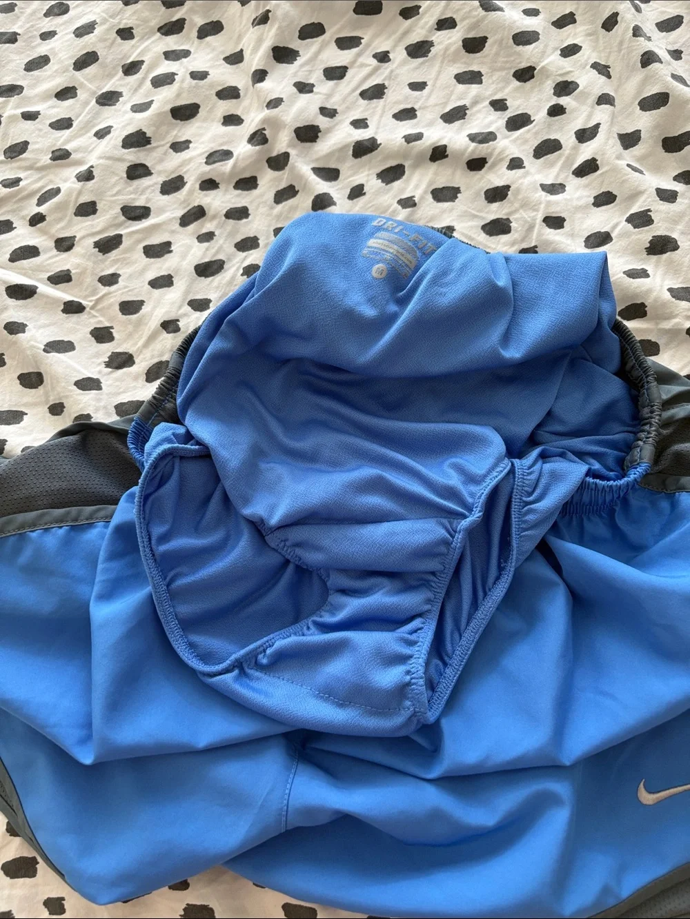 Nike Women’s Blue Athletic Shorts with Gray Side Panels